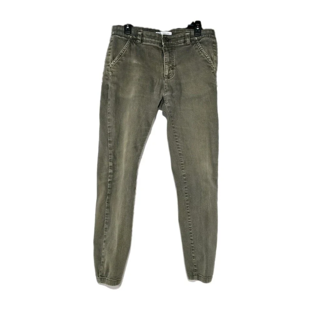 Zara Jeans Mens 32 Athletic Modern Taper Mid Rise Slim Fit Green Denim